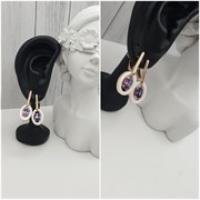Серьги керамика оп-10265 бел.з/фиолетовый скидка 10265
