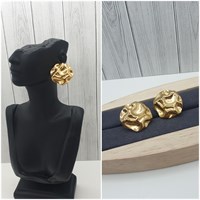 Серьги сталь ос-12335 /2см золотой пуссеты 12335