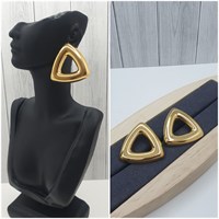 Серьги сталь ос-12377 /3см золотой пуссеты 12377