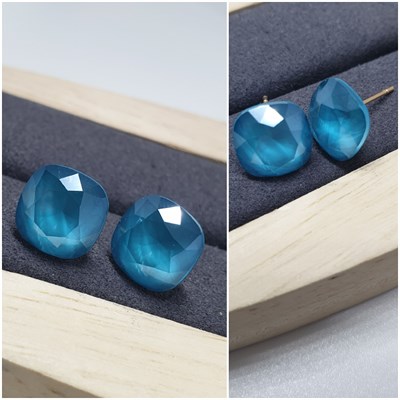 Серьги пуссеты Swarovski оп-13058  8мм  синий 13058