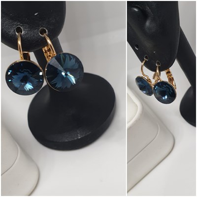 Серьги Swarovski оп-13045 /10мм синий тёмный 13045