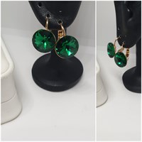 Серьги Swarovski оп-13039 /12мм зелёный тёмный 13039